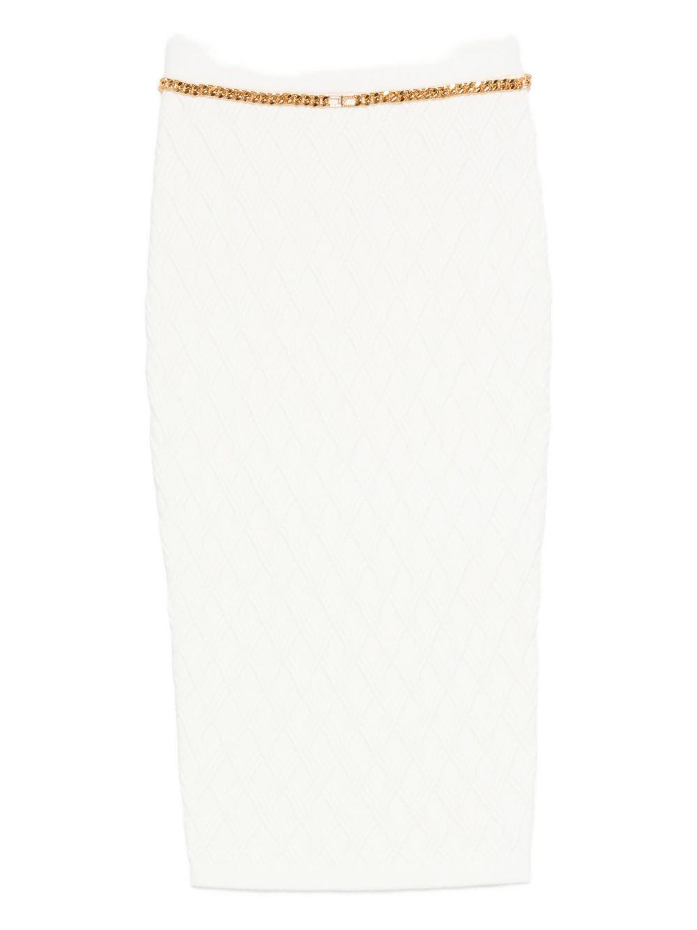 ELISABETTA FRANCHI Knit MIDI Skirt with Chain Belt