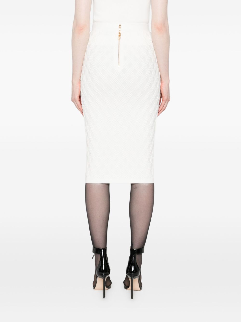ELISABETTA FRANCHI Knit MIDI Skirt with Chain Belt