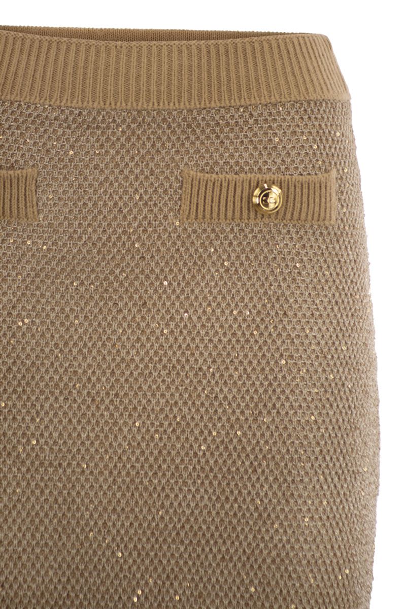 ELISABETTA FRANCHI Mini Knit Sequin Skirt