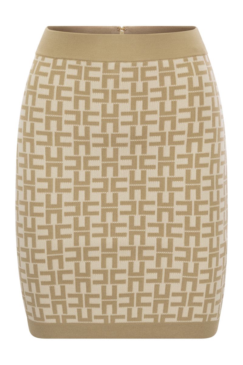 ELISABETTA FRANCHI Viscose Logo Jacquard Mini Skirt