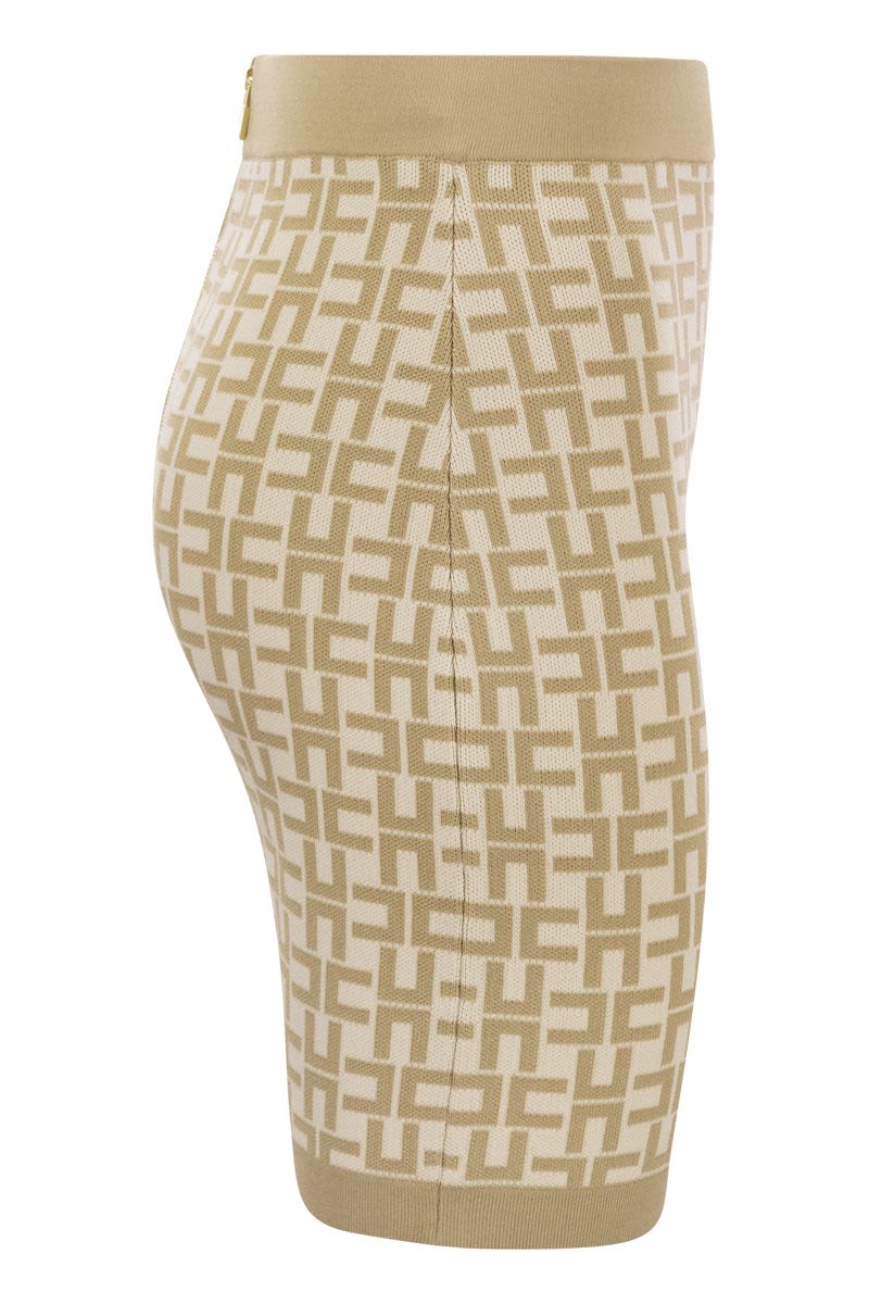 ELISABETTA FRANCHI Viscose Logo Jacquard Mini Skirt