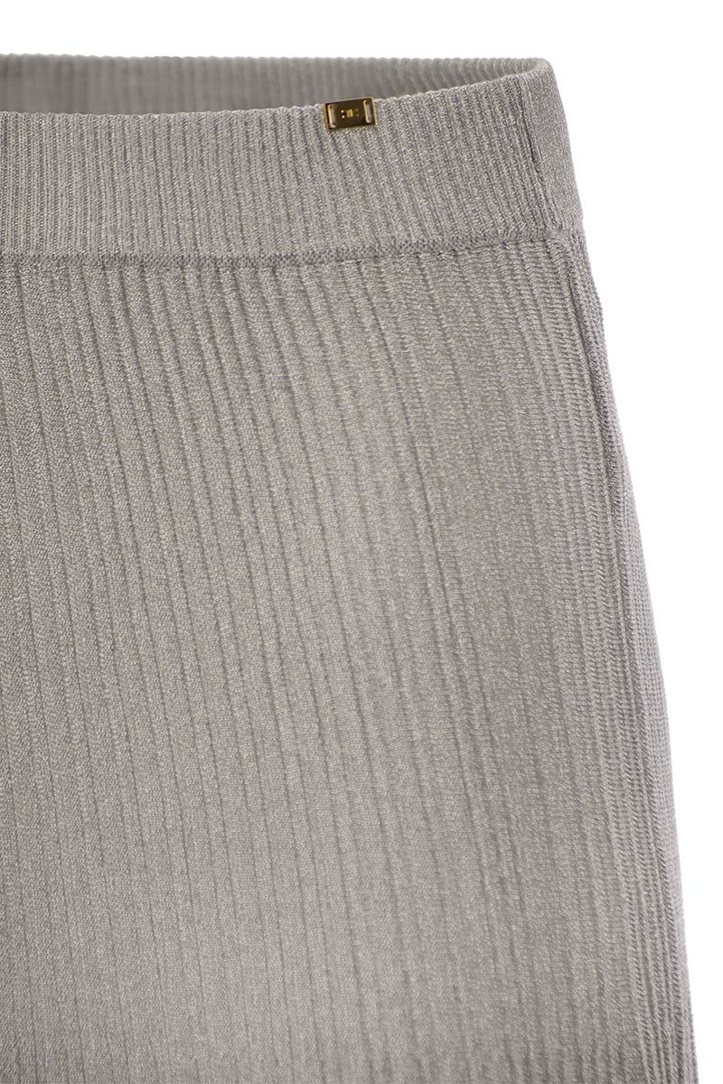 ELISABETTA FRANCHI Metallic Ribbed Midi Skirt