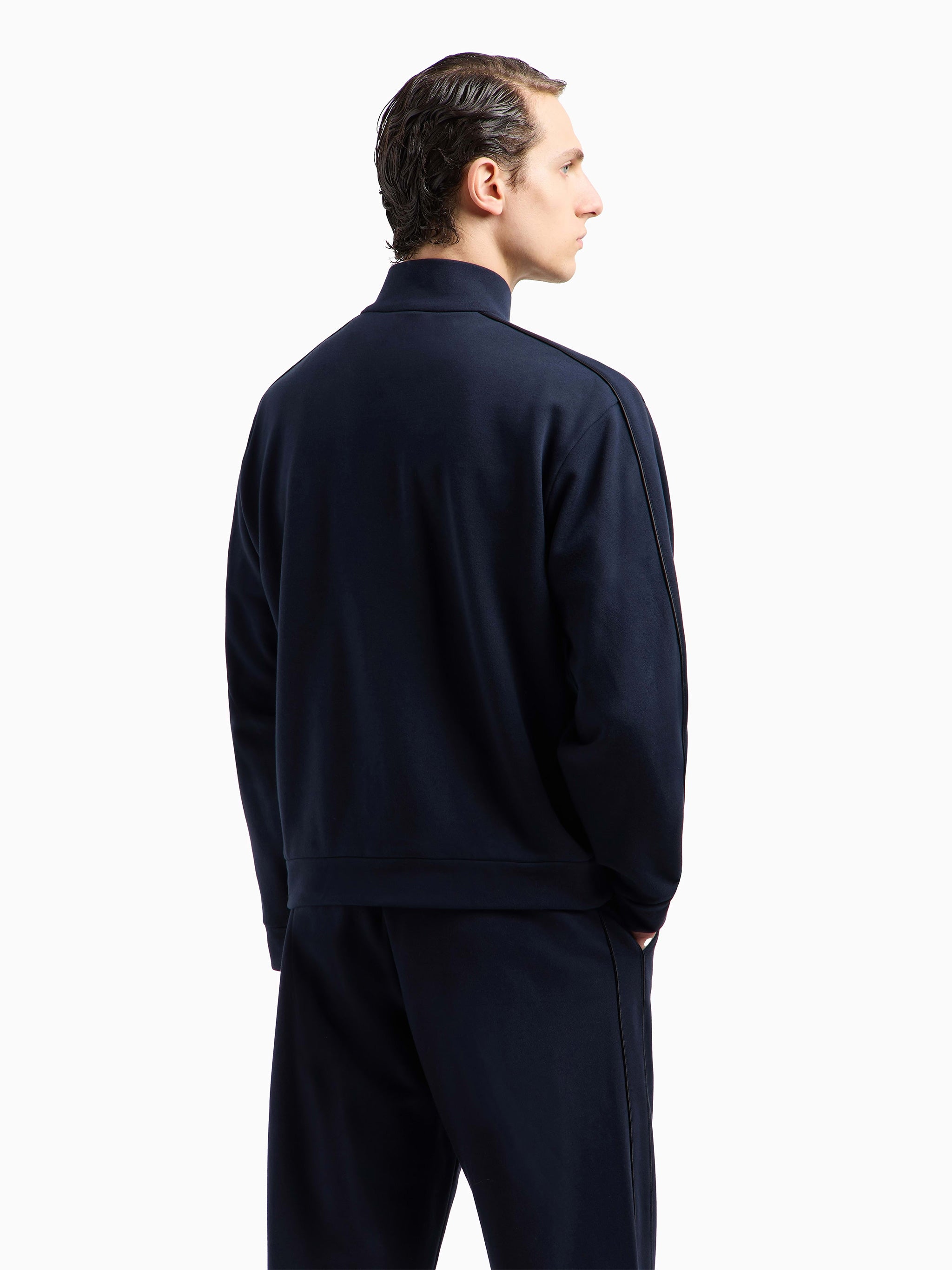 GIORGIO ARMANI Zip-Up Cotton Sweatshirt for Men - FW25