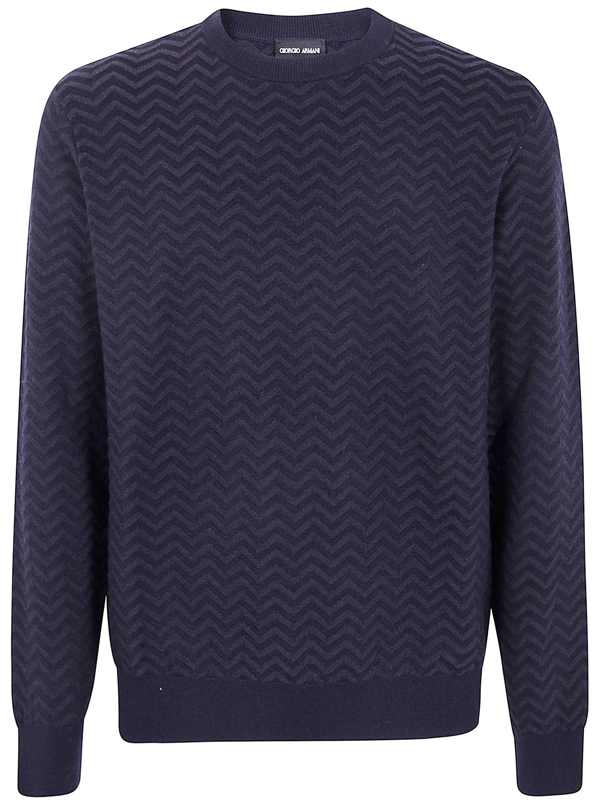 GIORGIO ARMANI Chevron Pattern Wool Sweater for Men - FW25 Collection