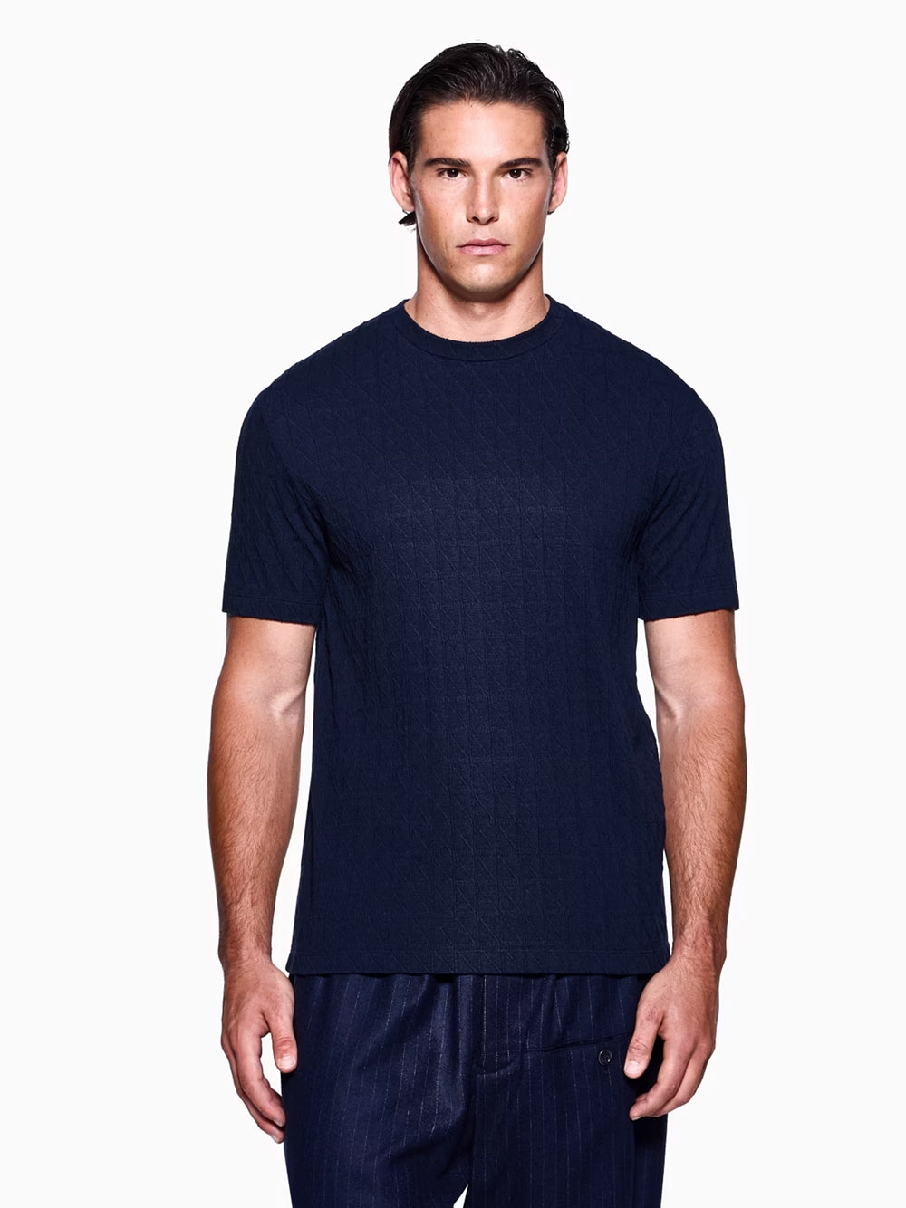 GIORGIO ARMANI Stretch Viscose and Cashmere Blend Crew Neck T-Shirt