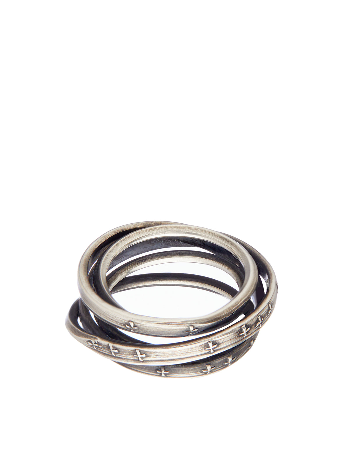 WERKSTATT:MUNCHEN Crossed Silver Ring for Men