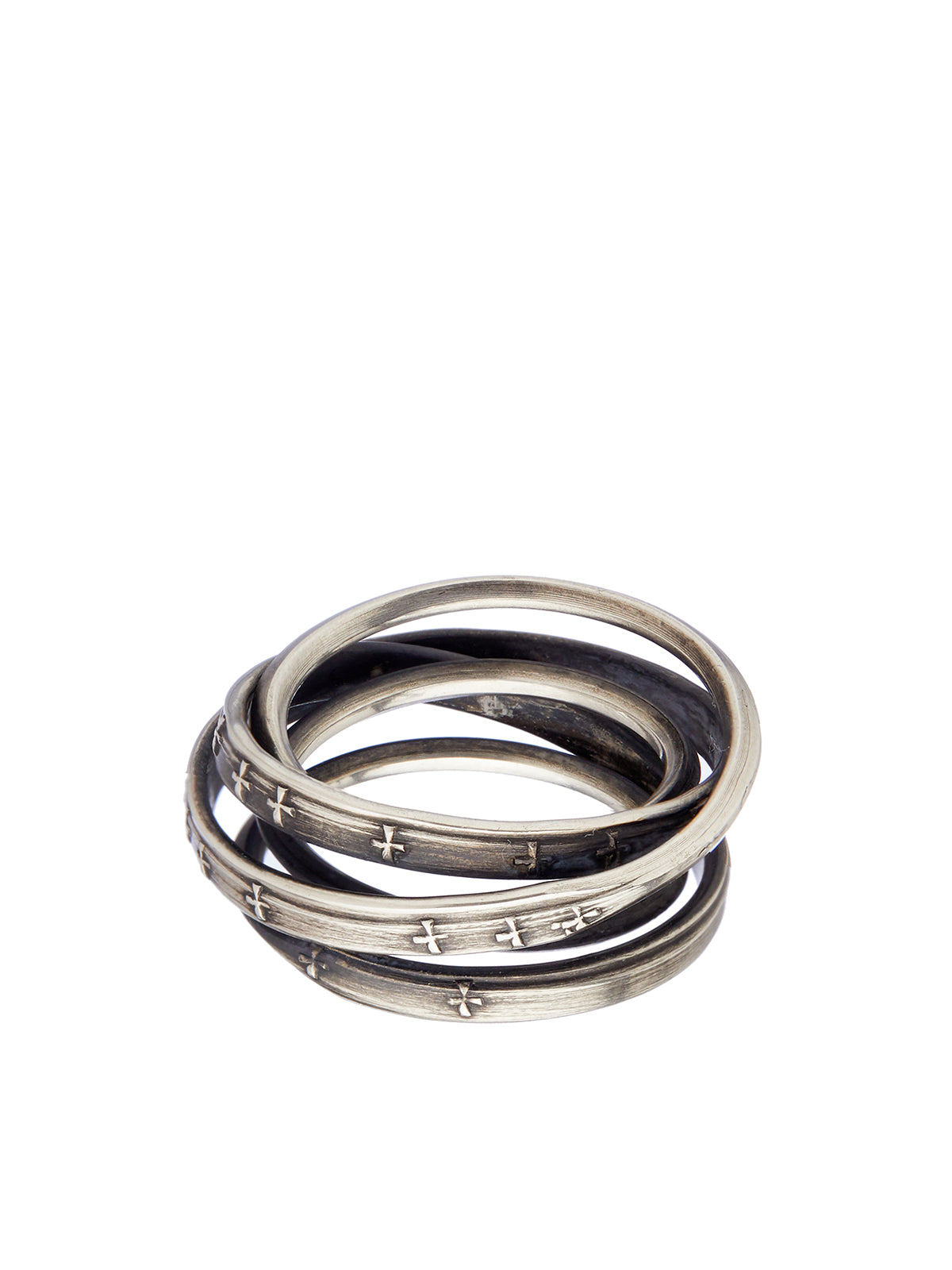 WERKSTATT:MUNCHEN Crossed Silver Ring for Men