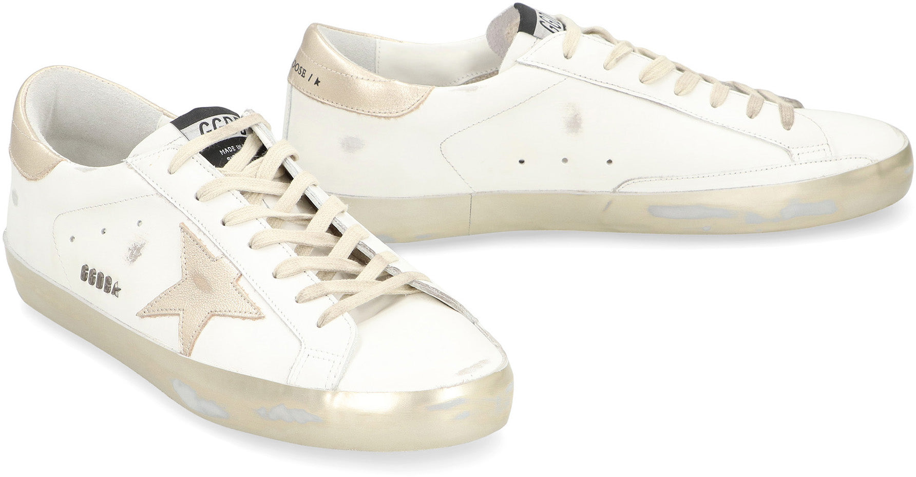 GOLDEN GOOSE Distressed Superstar Leather Sneakers for Men