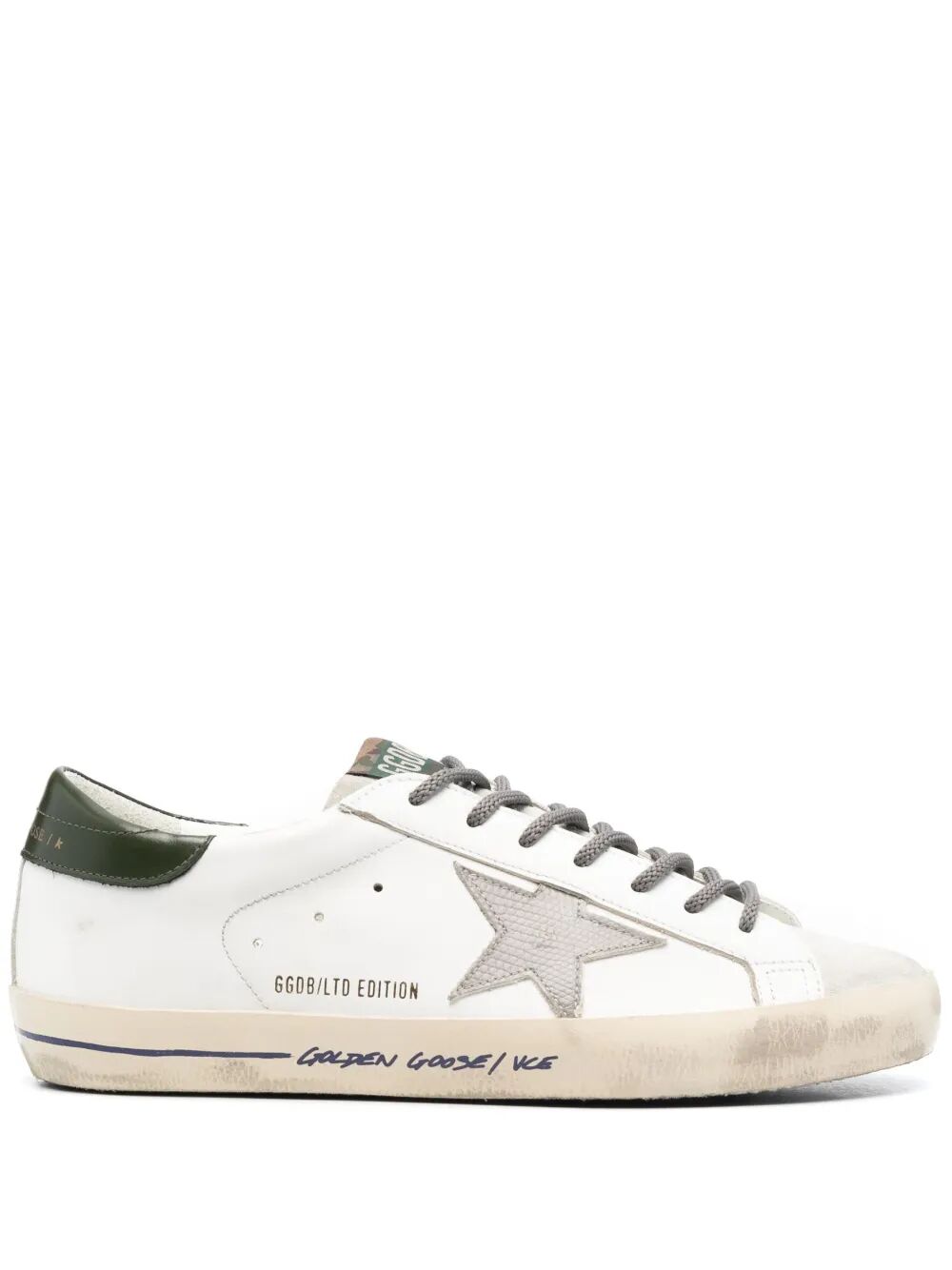 GOLDEN GOOSE Men's Superstar Leather Upper Suede Toe Sneakers with Shiny Heel