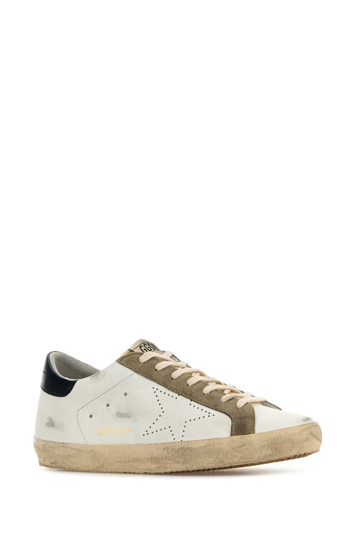 GOLDEN GOOSE Men's Super Star Leather Upper Skate Sneakers with Foam Tongue