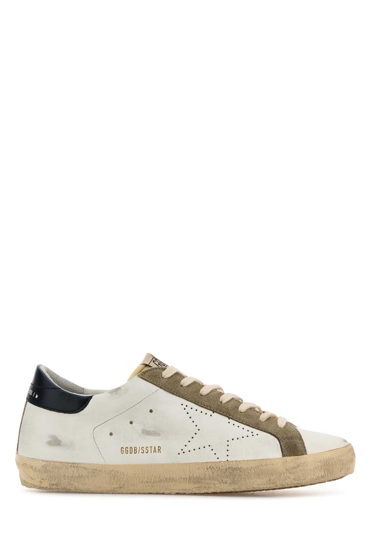 GOLDEN GOOSE Men's Super Star Leather Upper Skate Sneakers with Foam Tongue