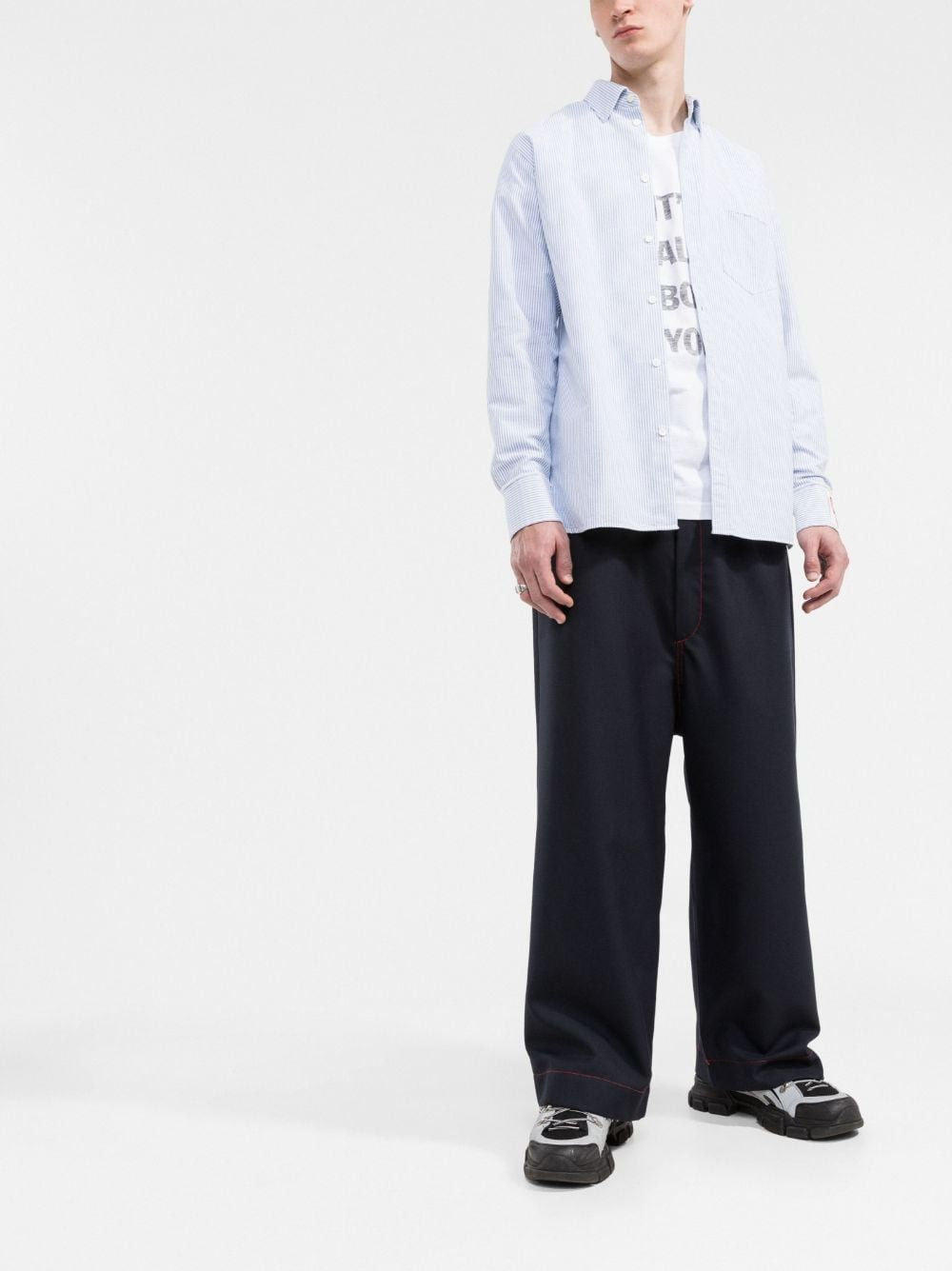 GOLDEN GOOSE Men's Striped Shirt with Button Closure