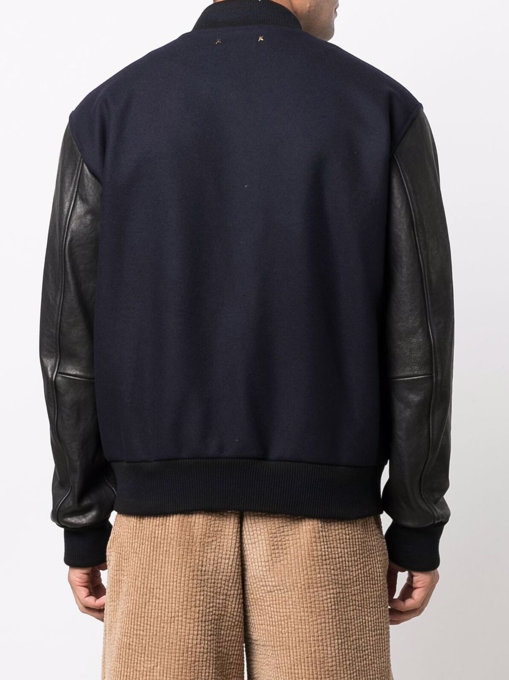 GOLDEN GOOSE Wool and Leather Bomber Jacket - Regular Fit