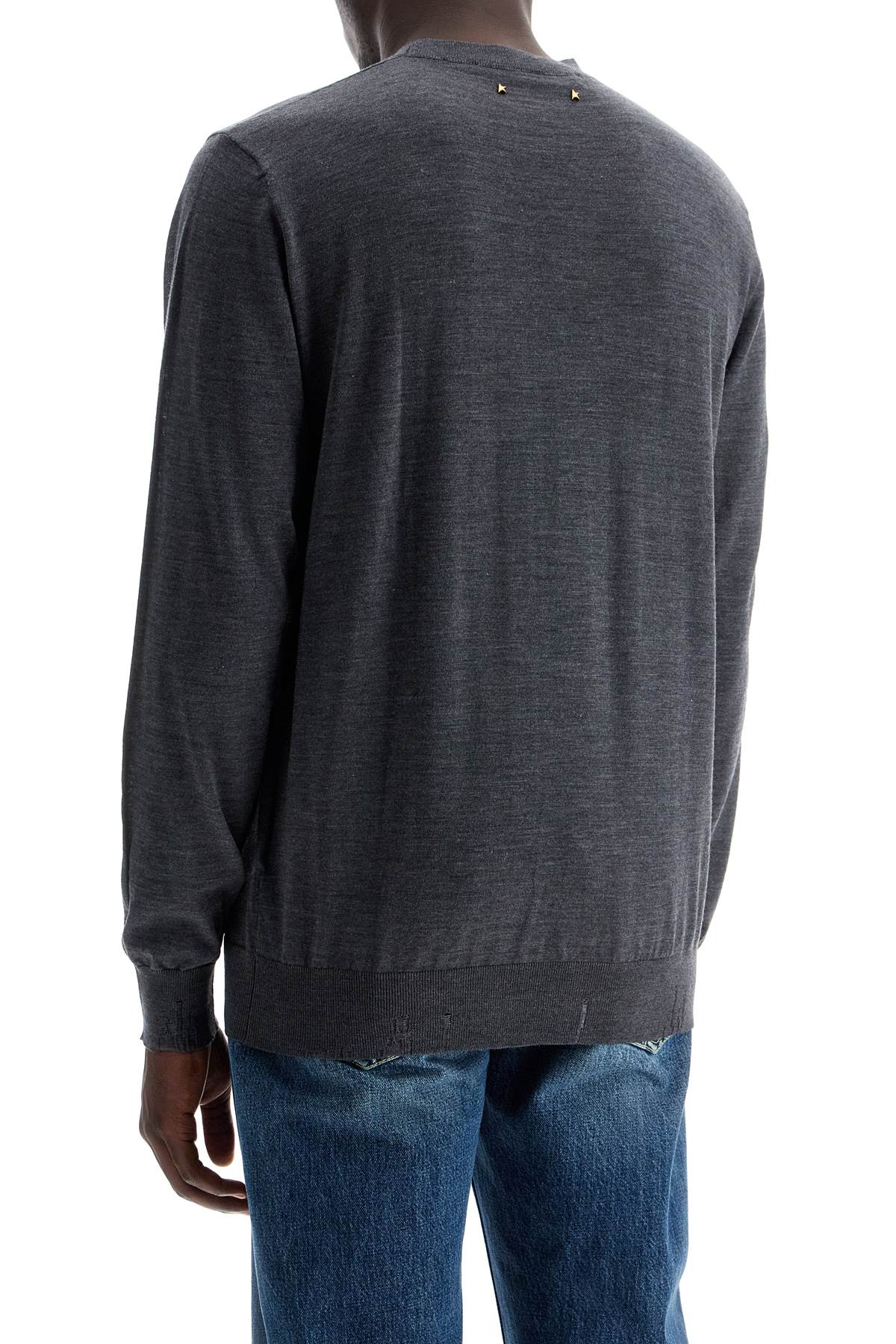 GOLDEN GOOSE Virgin Wool Sweater for Men with Ribbed Knit Edges