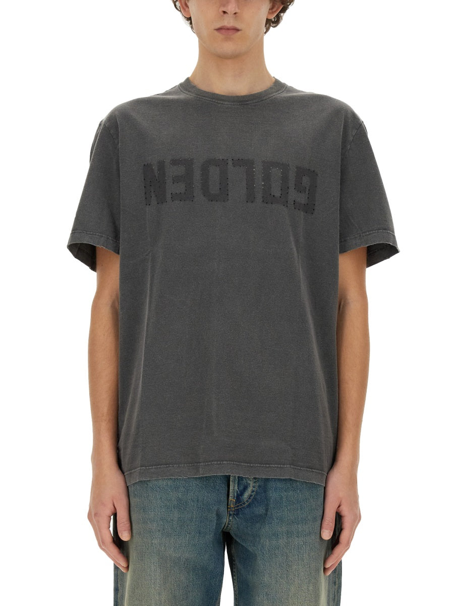 GOLDEN GOOSE Distressed Treatment T-Shirt with Double Gold Star - Size M
