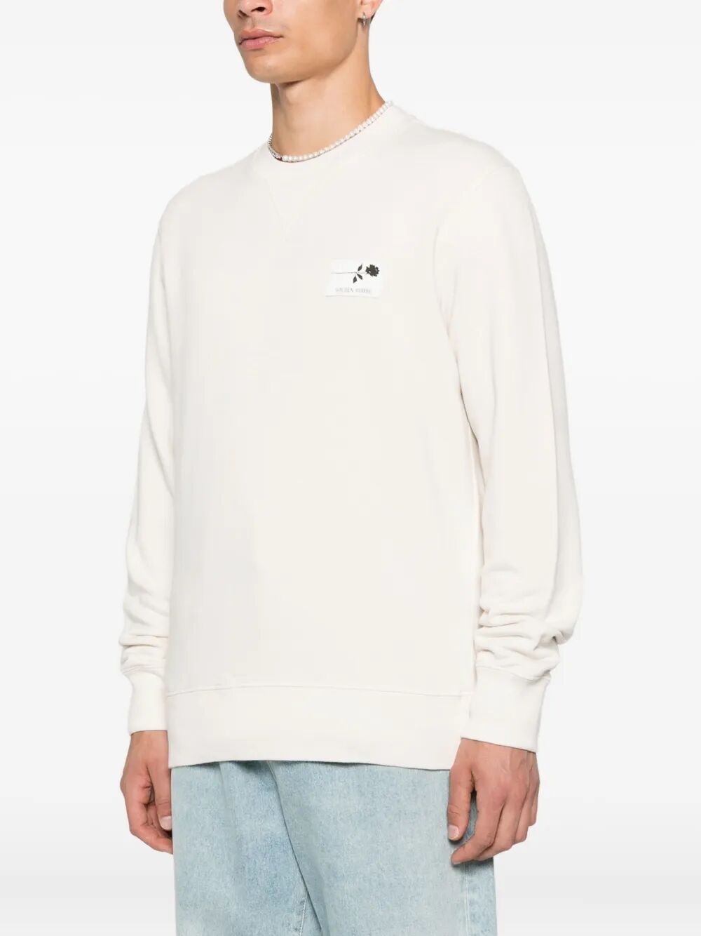 GOLDEN GOOSE Cotton Sweatshirt with Rose Embellishment for Men