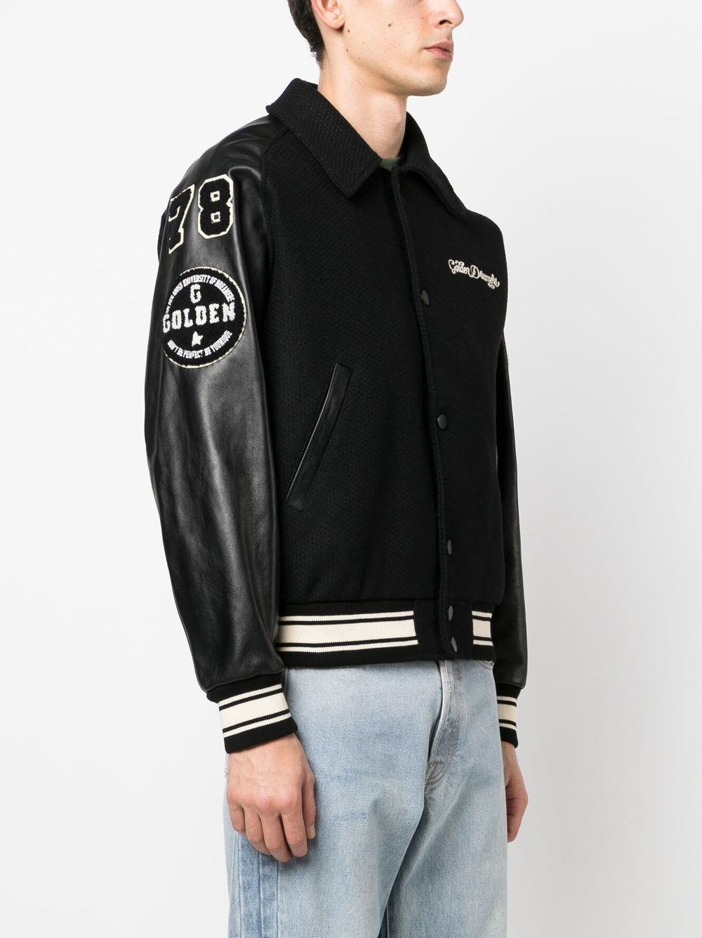 GOLDEN GOOSE Wool and Leather Bomber Jacket