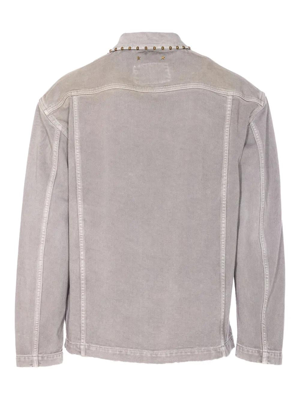 GOLDEN GOOSE Men's Stud Embellished Denim Shirt with Modern Fit