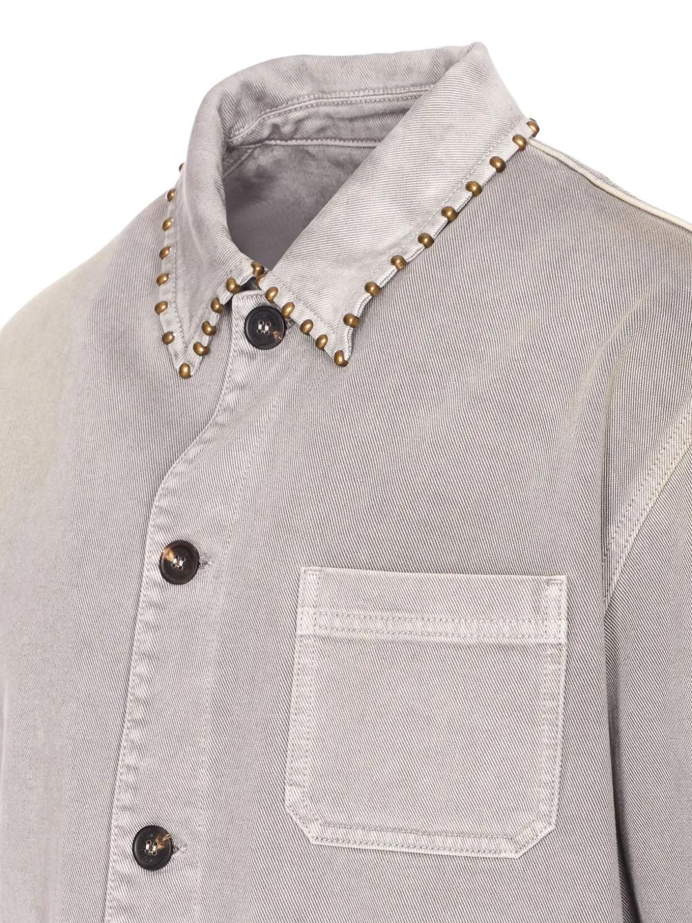 GOLDEN GOOSE Men's Stud Embellished Denim Shirt with Modern Fit