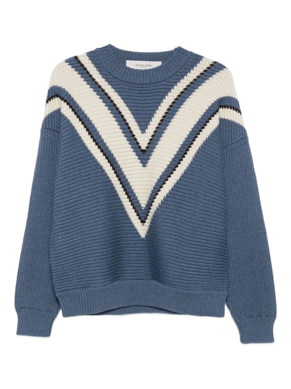 GOLDEN GOOSE Jacquard Wool Sweater with Cream Pattern