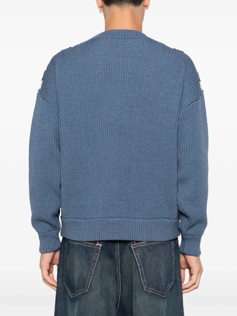 GOLDEN GOOSE Jacquard Wool Sweater with Cream Pattern