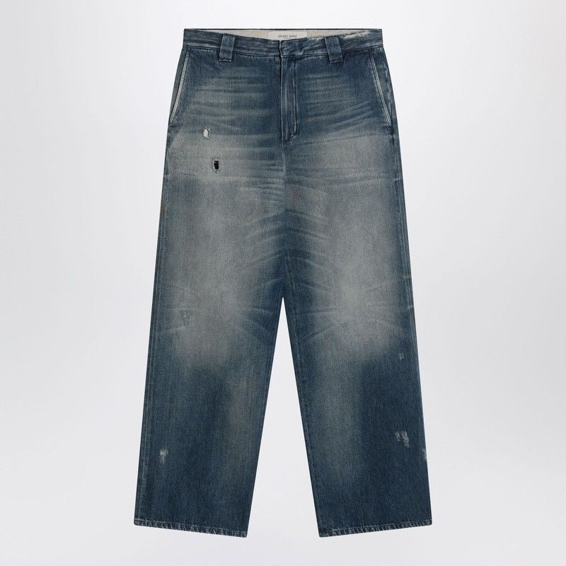 GOLDEN GOOSE Vintage Distressed Wide-Leg Jeans for Men
