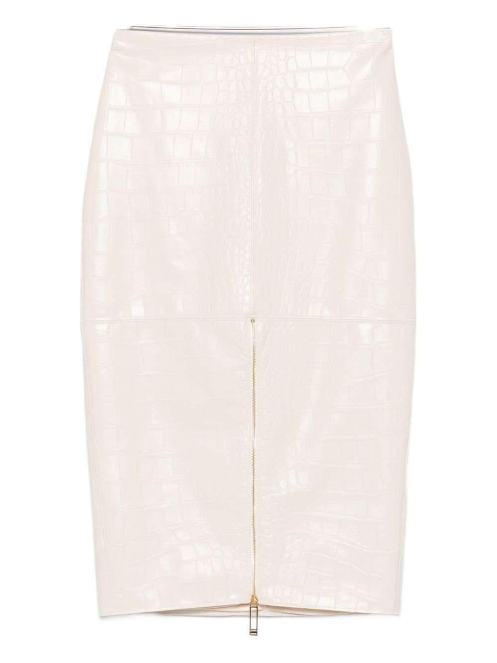 ELISABETTA FRANCHI Midi Skirt with Crocodile Effect - Straight Hem, Women’s Fashion