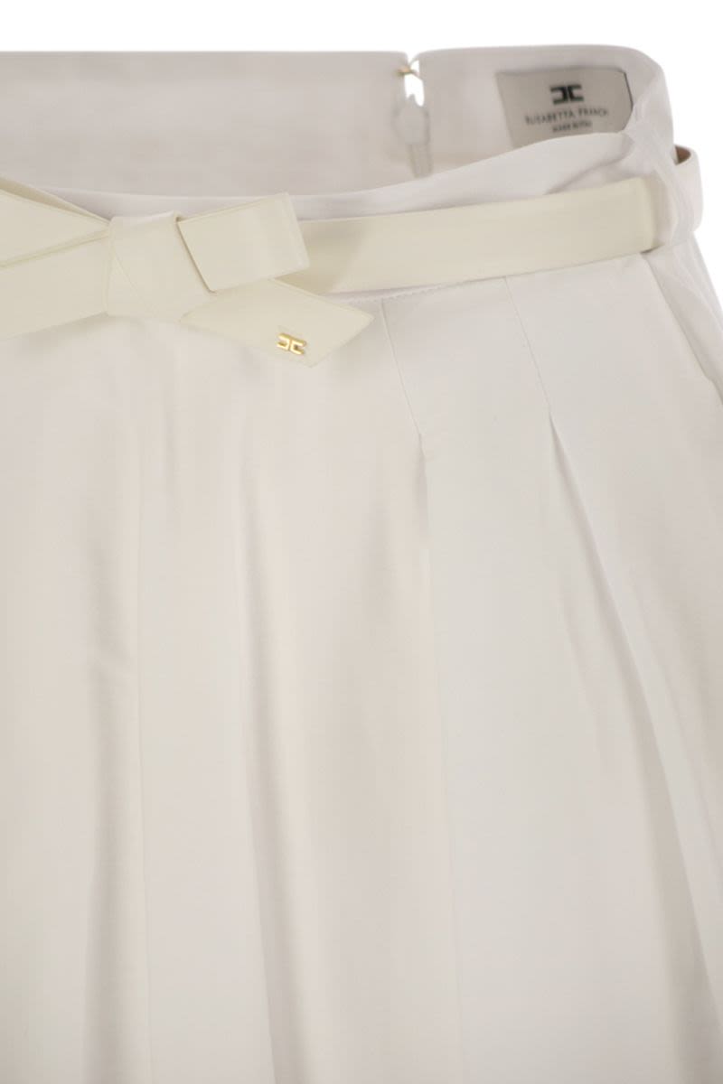 ELISABETTA FRANCHI Satin Mini Skirt with Bow Belt