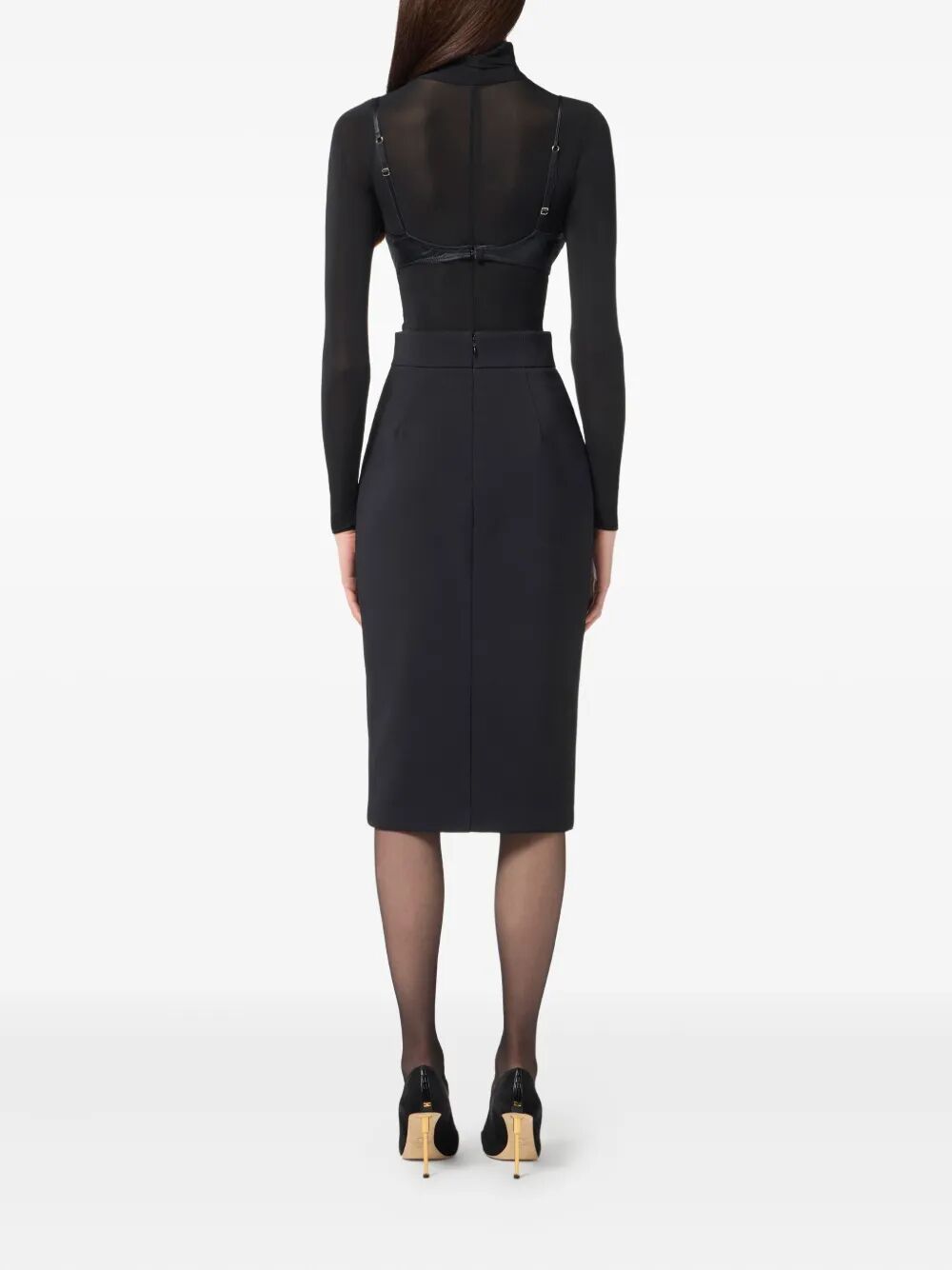 ELISABETTA FRANCHI Zip-Front Crepe Midi Skirt