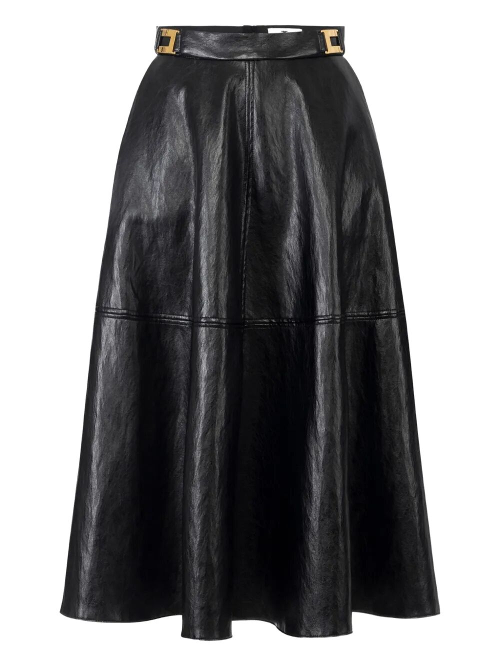 ELISABETTA FRANCHI Crackled Leather-Effect Mini Skirt with Logo Details