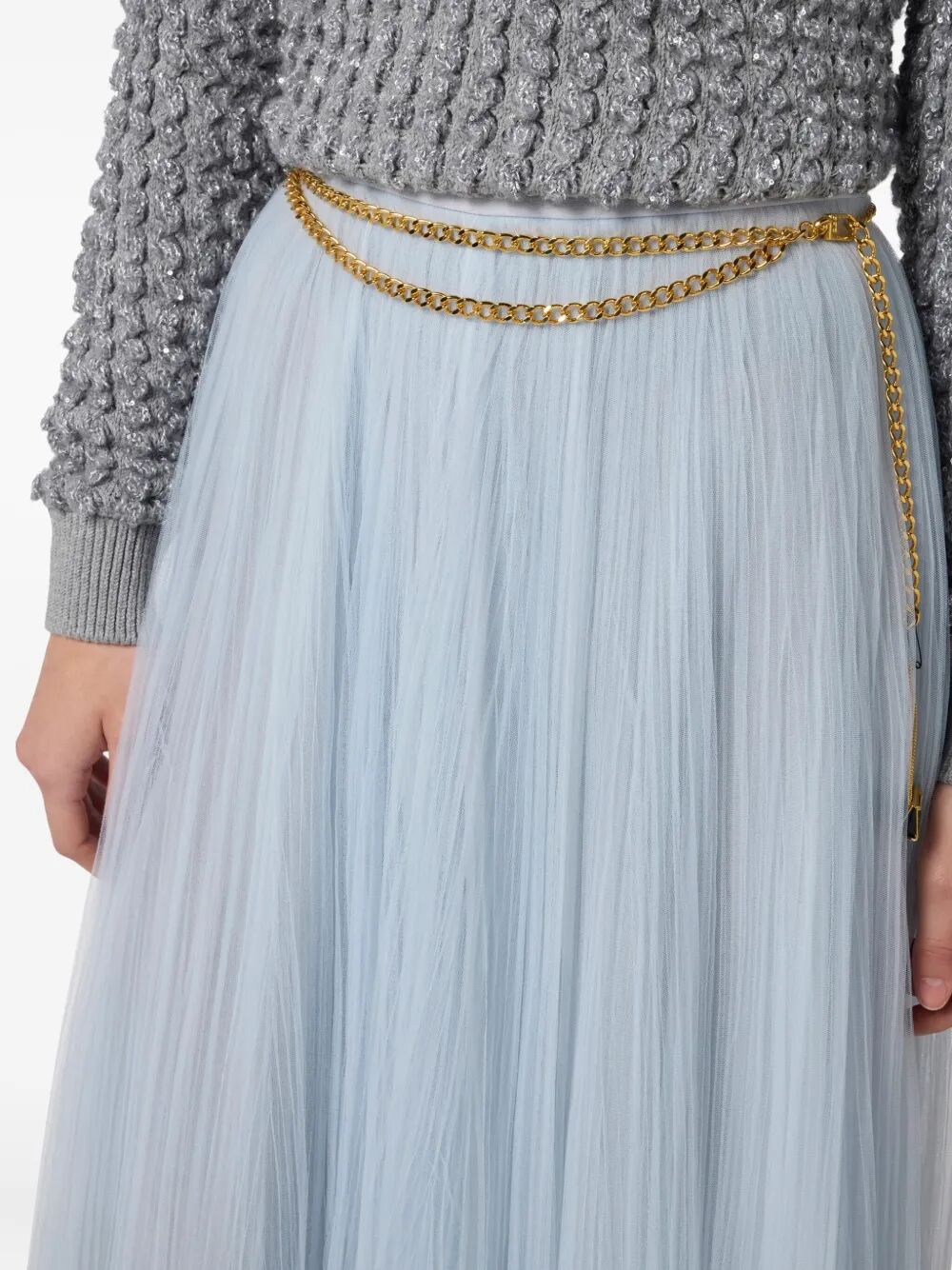 ELISABETTA FRANCHI Belted Round Midi Skirt