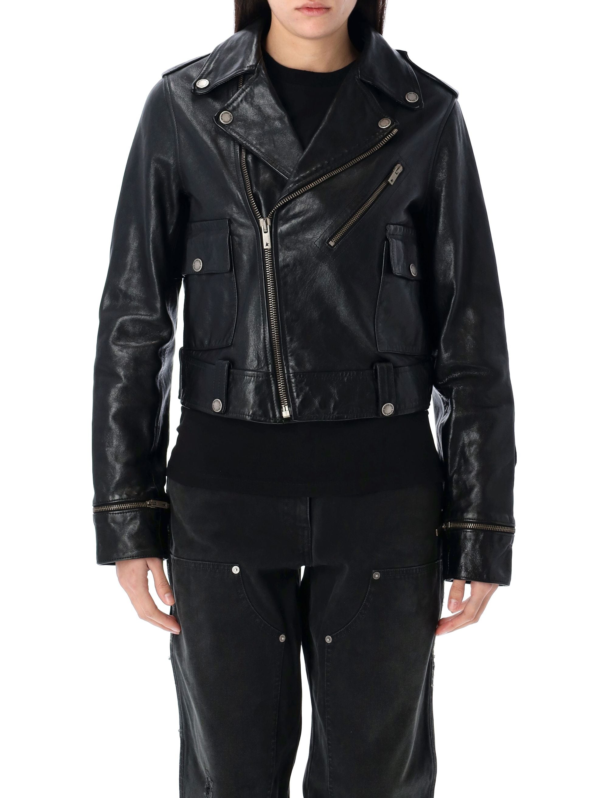GOLDEN GOOSE DELUXE BRAND Luxurious Leather Biker Jacket