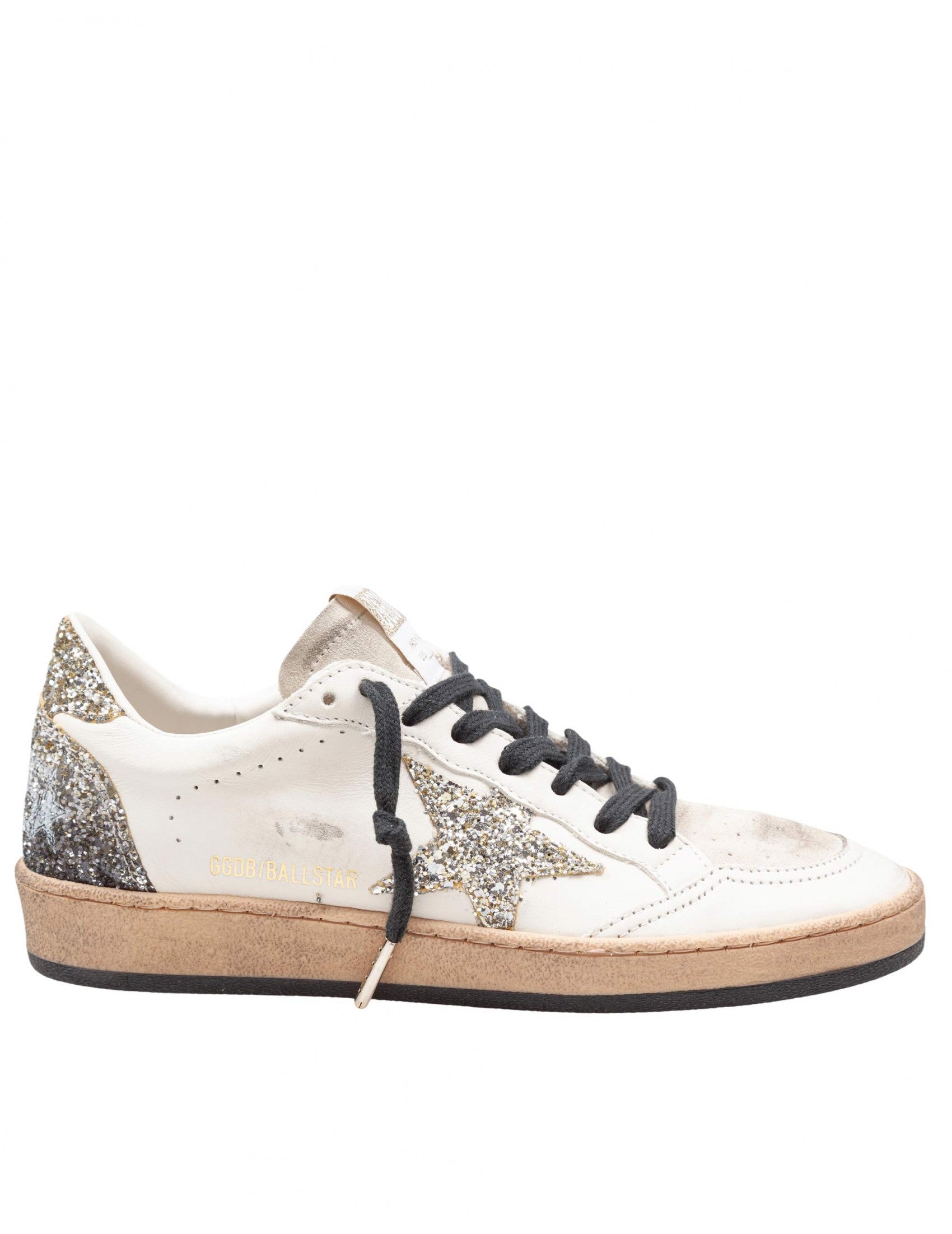GOLDEN GOOSE Ballstar Sneakers with Glitter and Suede Detail