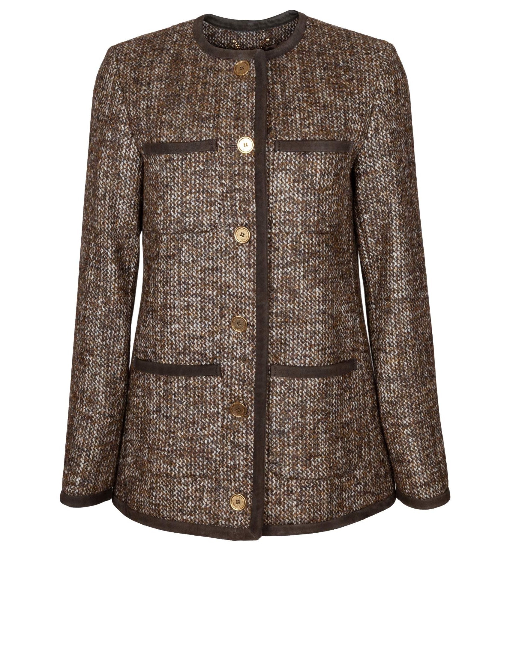 GOLDEN GOOSE Wool Tweed Jacket with Suede Details for Women – Fall Winter