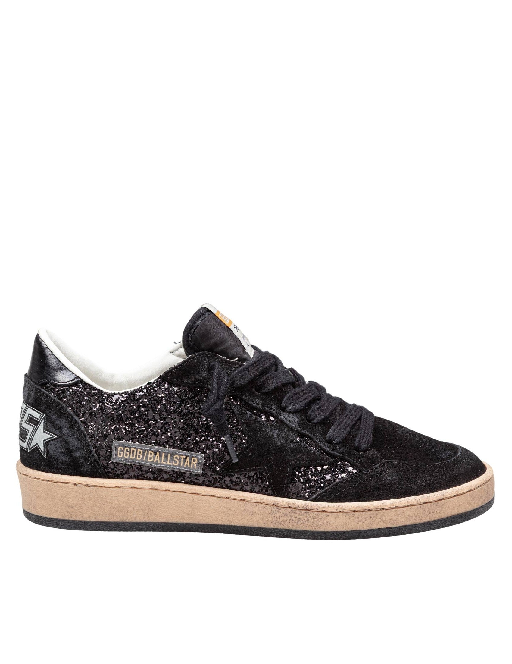 GOLDEN GOOSE Suede and Glitter Sneaker Ballstar for Women