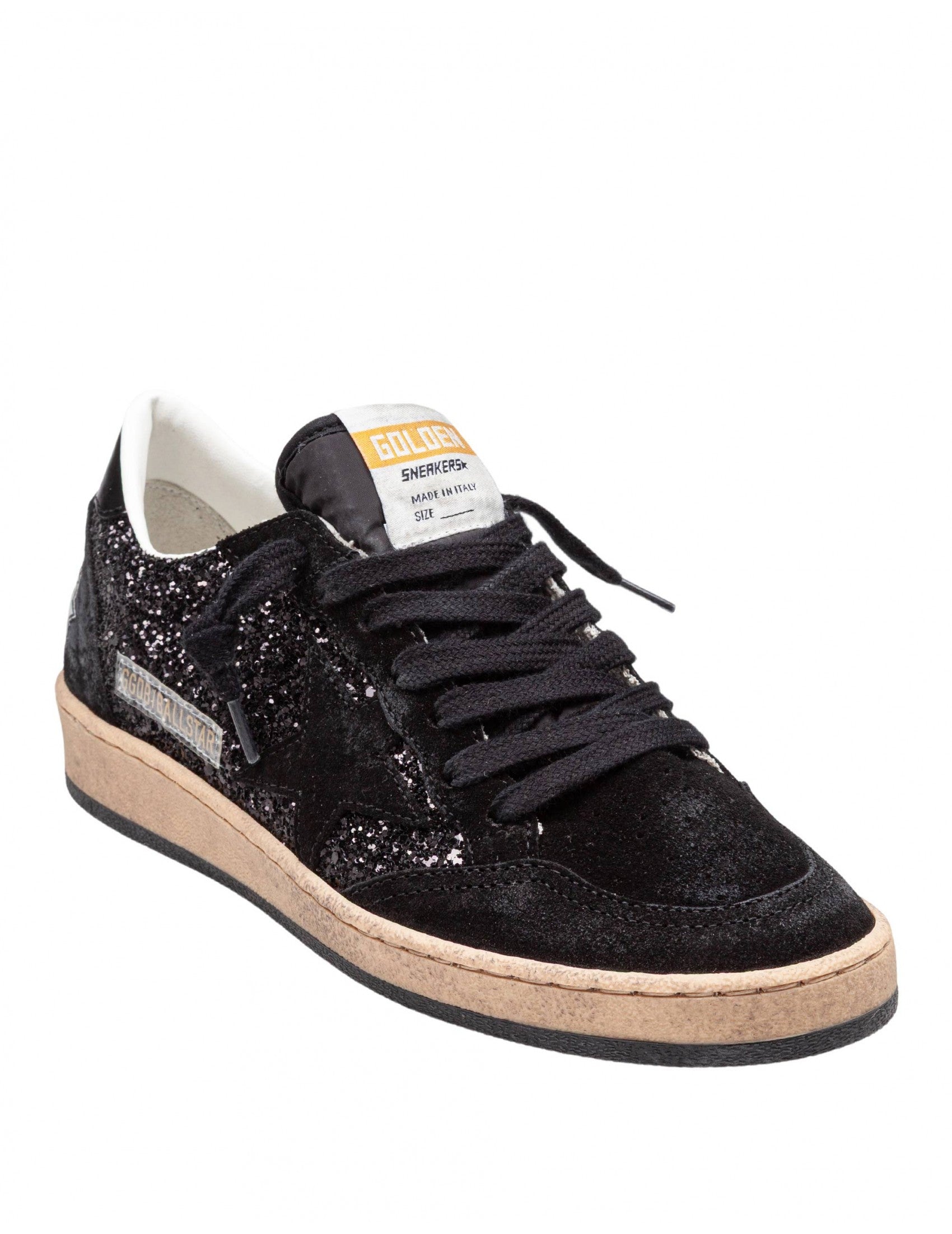 GOLDEN GOOSE Suede and Glitter Sneaker Ballstar for Women