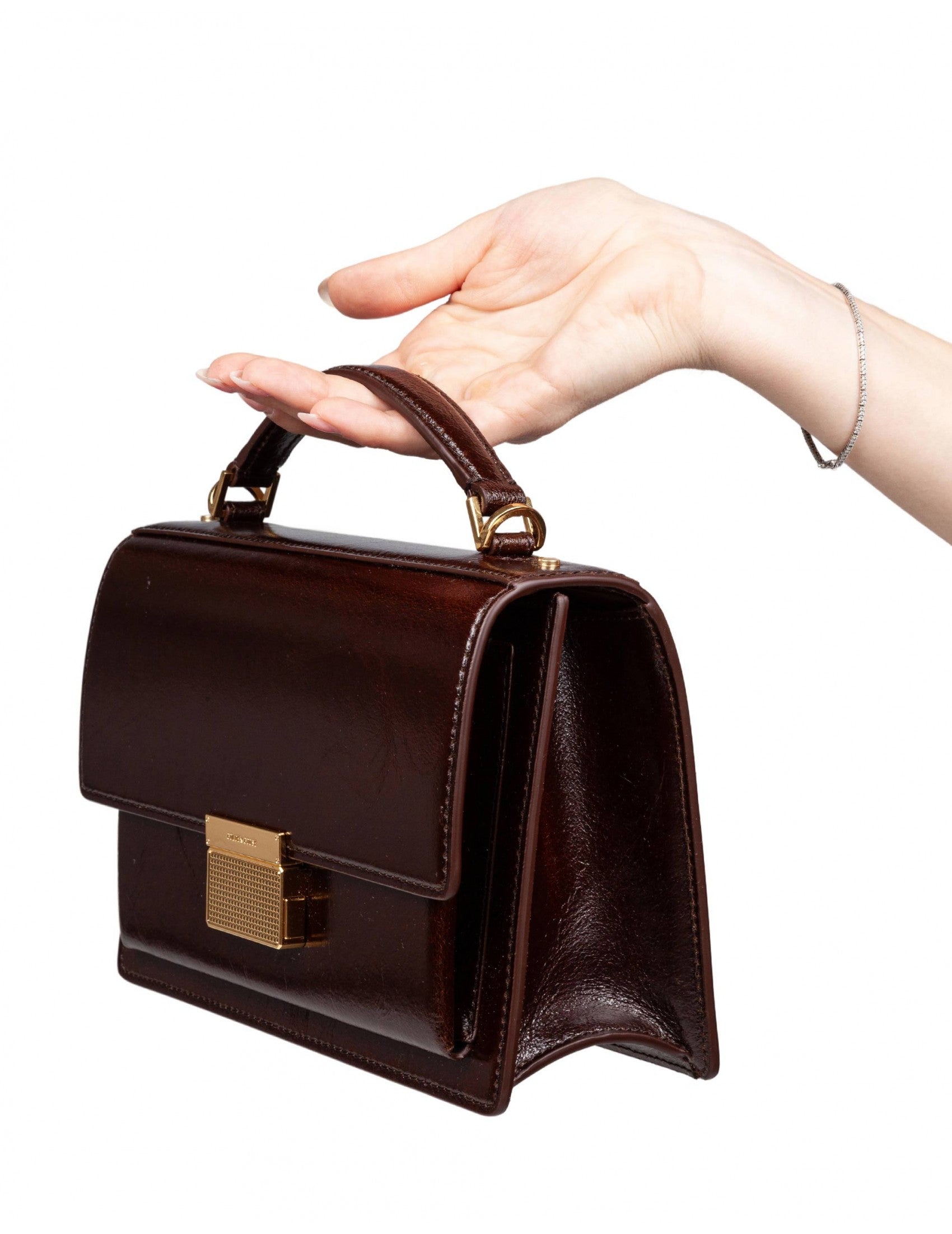 GOLDEN GOOSE Vintage-Effect Leather Handbag - 21.5cm x 15cm x 8cm