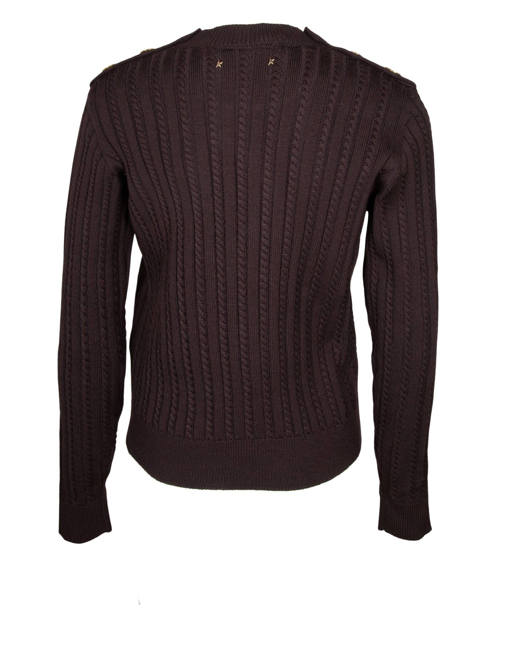 GOLDEN GOOSE Wool Blend Crew-Neck Sweater with Woven Pattern