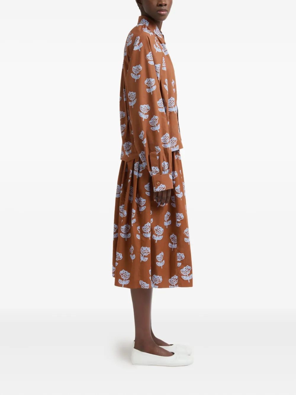 MARNI MIDI SKIRT WITH SPRAYED ROSES PRINT