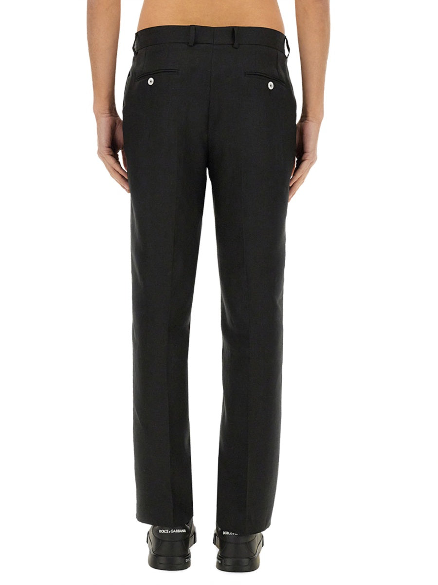 DOLCE & GABBANA Stretch Linen Tailored Pants - Regular Fit Size M