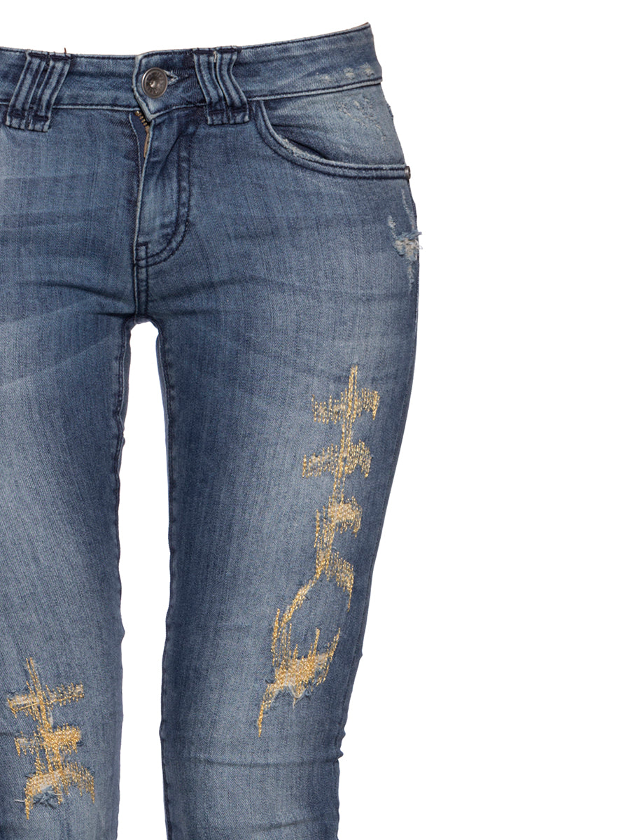 PLEIN SUD Embroidered Denim Jeans for Women - Size 38