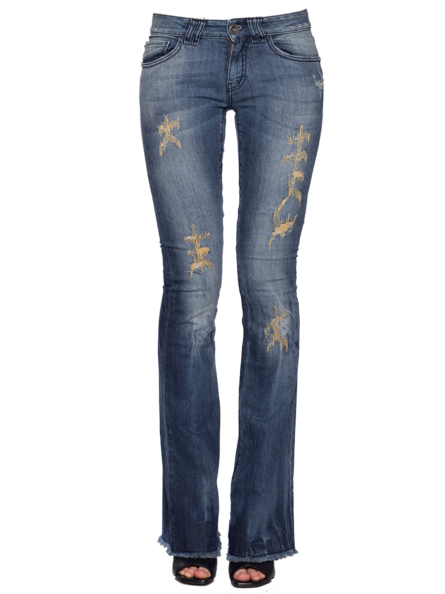PLEIN SUD Embroidered Denim Jeans for Women - Size 38