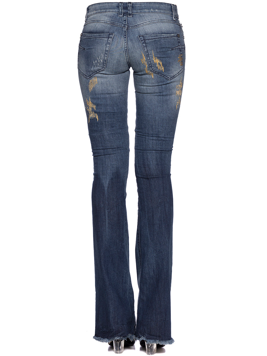 PLEIN SUD Embroidered Denim Jeans for Women - Size 38