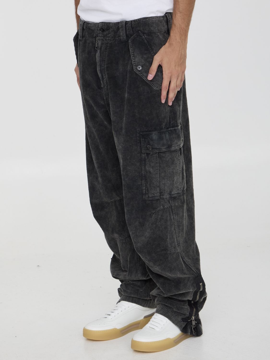 DOLCE & GABBANA Stretch Corduroy Cargo Pant for Men - FW24