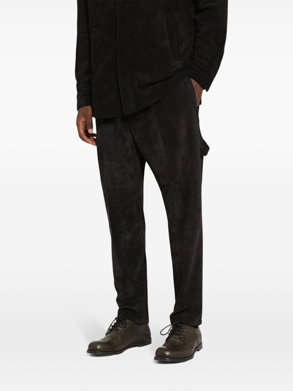 DOLCE & GABBANA Classic Front Pleat Corduroy Trousers with Pockets for Men