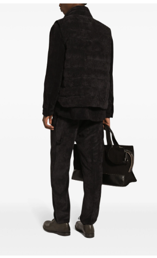 DOLCE & GABBANA Classic Front Pleat Corduroy Trousers with Pockets for Men