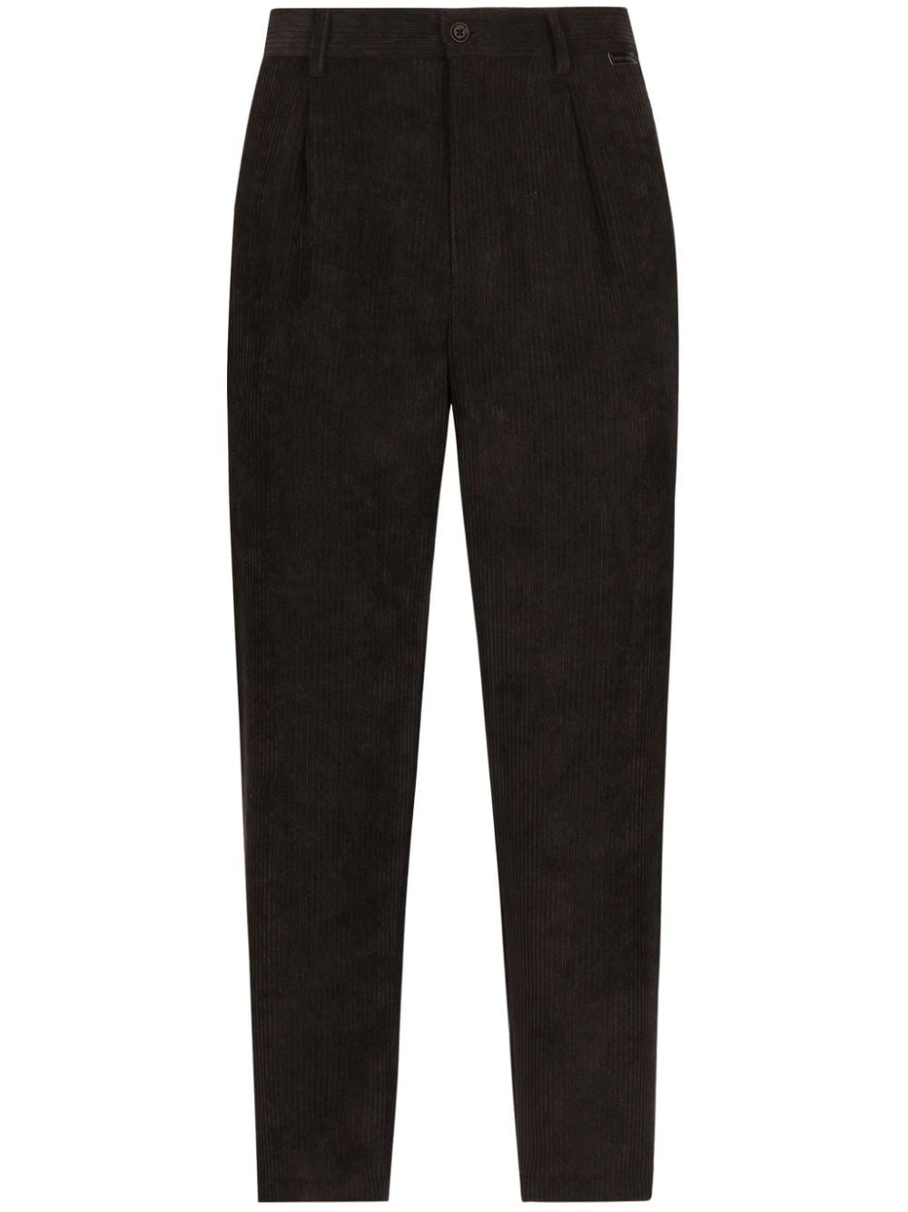 DOLCE & GABBANA Classic Front Pleat Corduroy Trousers with Pockets for Men