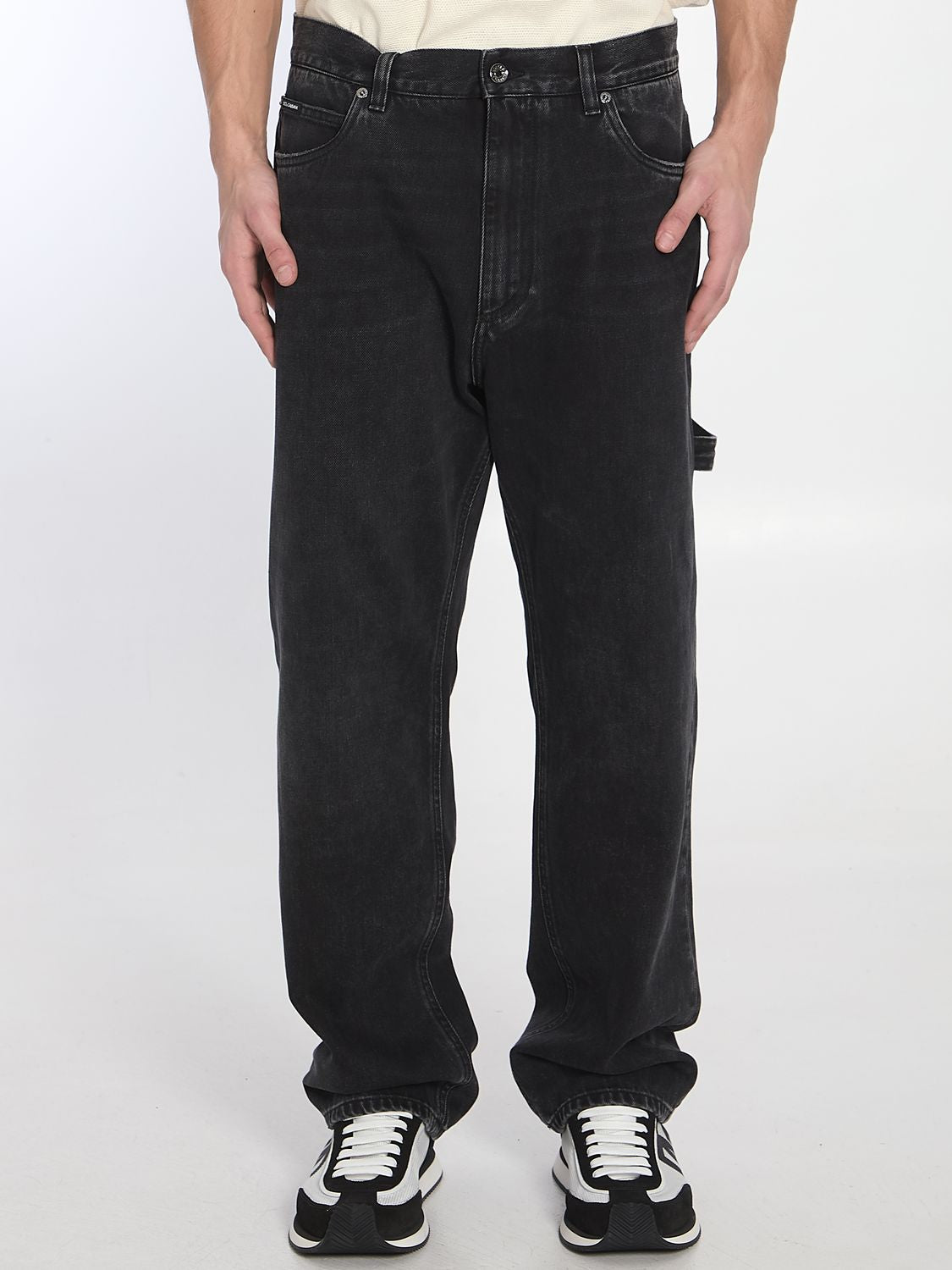 DOLCE & GABBANA Wide Leg Denim Jeans with Cargo Pockets - Size 48