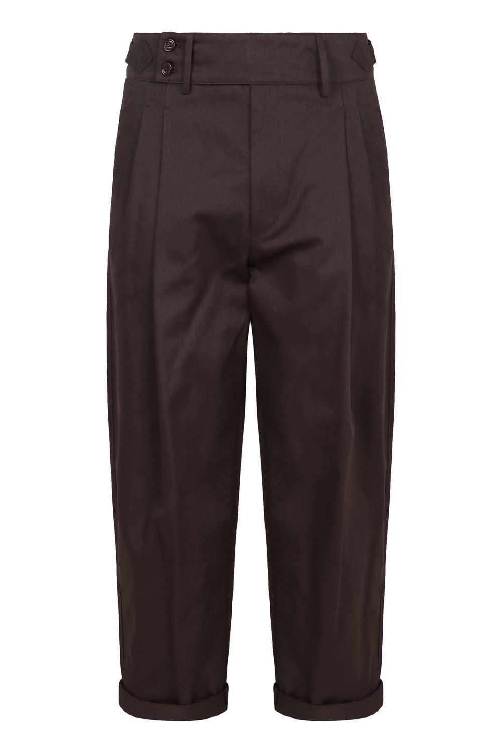 DOLCE & GABBANA Cotton-Twill Bush Trousers with Wide Front Pleats