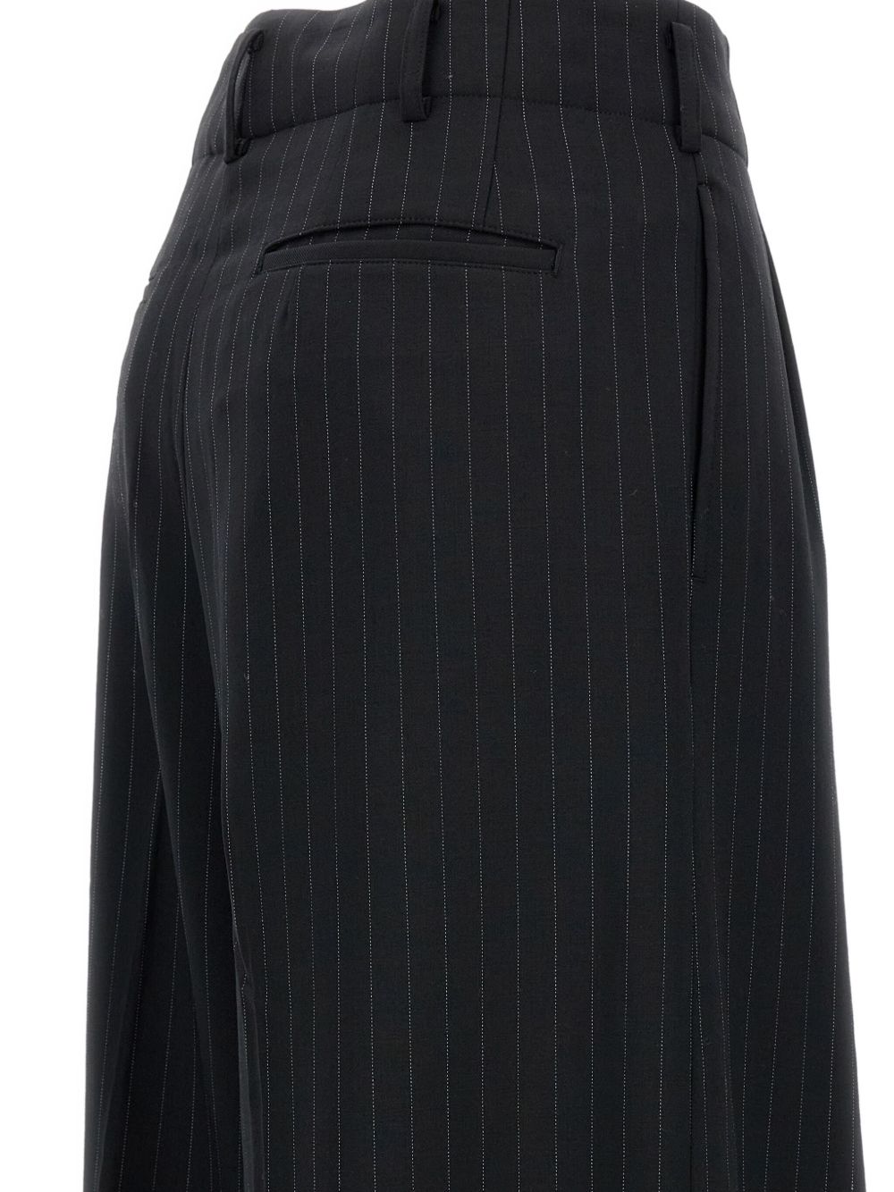 COMME DES GARÇONS Wool Blend Trousers - Pinstripe Cuffed Hem